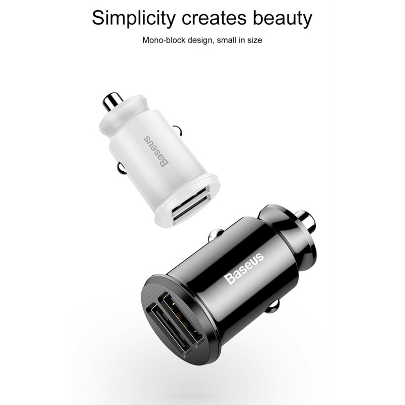 Автомобільний зарядний пристрій  Baseus Circular Plastic А+А 30W  White