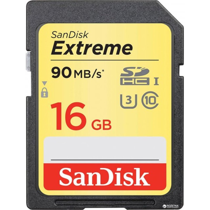 SDHC (UHS-1 U3) SanDisk Extreme 16Gb class 10 (90Mb/s, 600x)