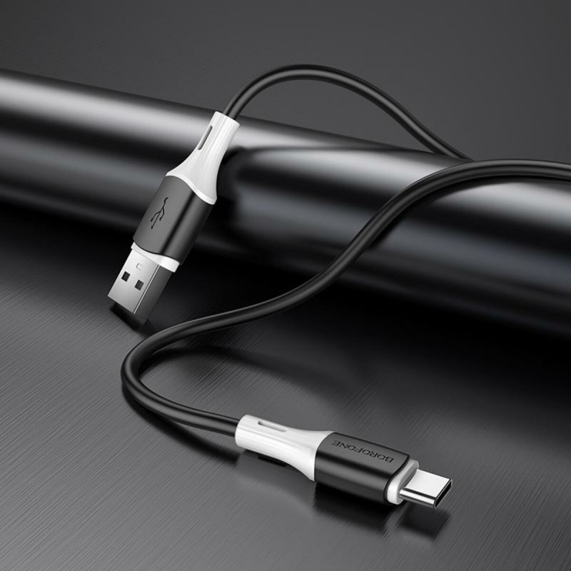 Кабель BOROFONE BX79 USB to Type-C 3A, 1m, silicone, silicone connectors, Black