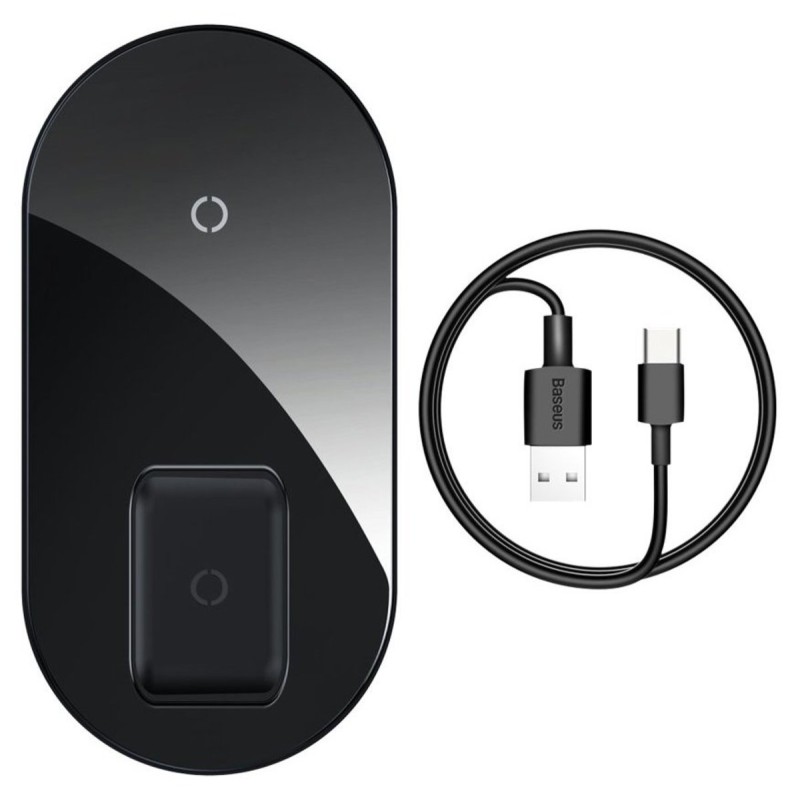 БЗП Baseus Simple 2in1 Wireless Charger Turbo Edition 24W with 12V Charger EU Qi Black