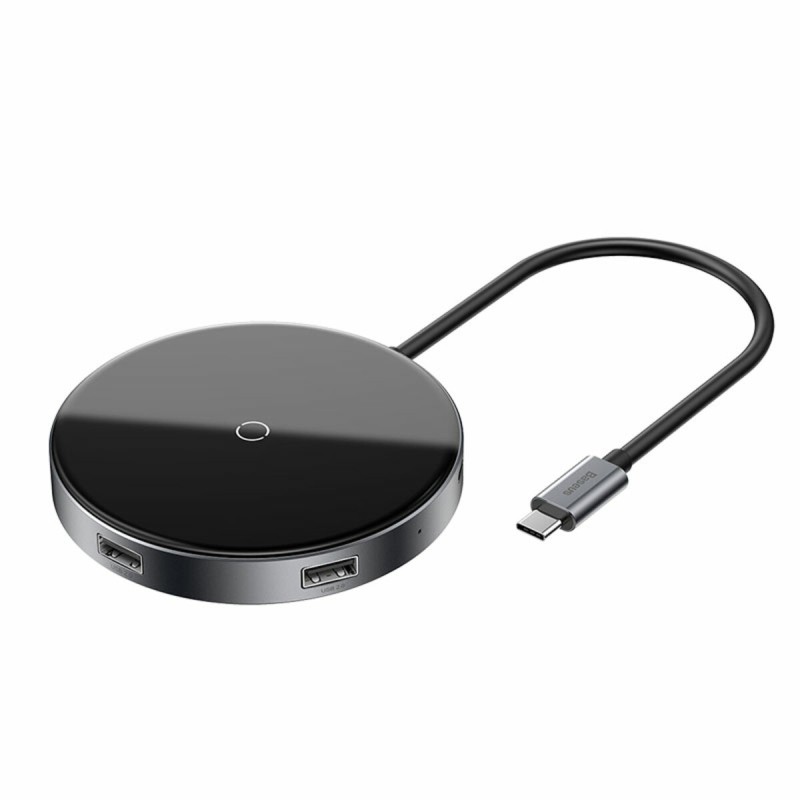 USB-Hub Baseus Circular Mirror Wireless Charger intelligent HD HUB Dark gray
