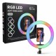 Кільцева світлодіодна LED лампа RGB MJ26, 26 см з тримачем для телефону + пульт