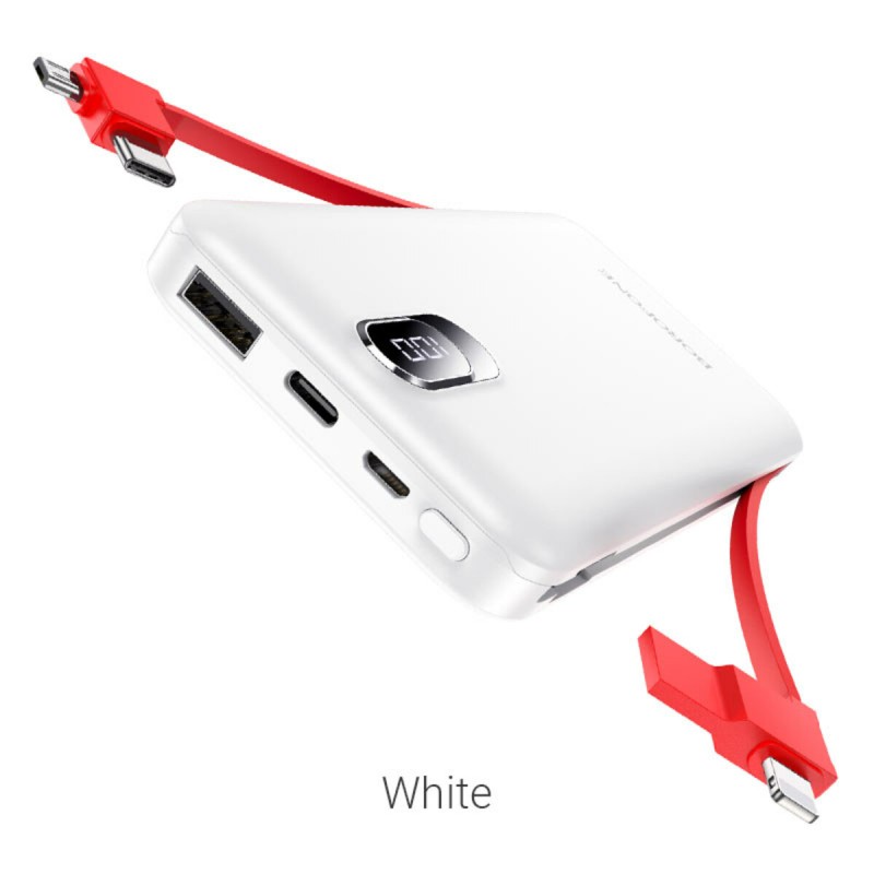 Зовнішній акумулятор BOROFONE BJ2 Buena power bank 10000mAh with built-in cable 2A White