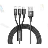 Кабель Baseus Rapid Series 3-in-1 Cable Micro+Dual Lightning 3A 1.2M Black