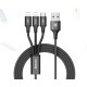 Кабель Baseus Rapid Series 3-in-1 Cable Micro+Dual Lightning 3A 1.2M Black
