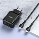 Мережевий зарядний пристрій HOCO N5 Favor dual port PD20W+QC3.0 charger set(Type-C to Type-C) Black