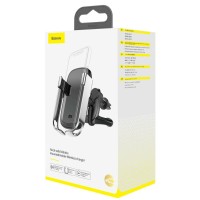 Тримач для мобiльного з БЗП Baseus Rock-solid Electric Holder Wireless charger kit Black