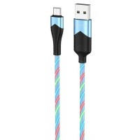 Кабель BOROFONE BU19 Streamer Micro-USB 1m, up to 2.4A, with three-color streamer effect Blue