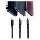 Кабель Baseus Rapid Series 3-in-1 Fast Charging Data Cable Type-C to C+L+M PD 20W 1.5m Black