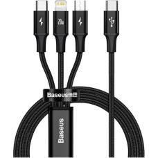 Кабель Baseus Rapid Series 3-in-1 Fast Charging Data Cable Type-C to C+L+M PD 20W 1.5m Black