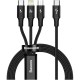 Кабель Baseus Rapid Series 3-in-1 Fast Charging Data Cable Type-C to C+L+M PD 20W 1.5m Black