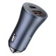 АЗП Baseus Golden Contactor Pro Dual Quick Charger Car Charger U+C 40W (With Baseus Simple wiring USB For Type-C 5A 1.0m) Dark Gray
