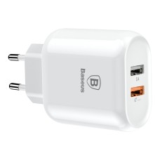 Мережевий зарядний пристрій Baseus Bojure Series Dual USB for EU White