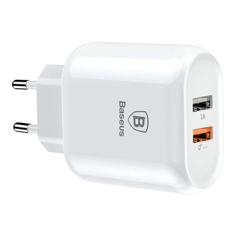 Мережевий зарядний пристрій Baseus Bojure Series Dual USB for EU White