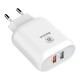 Мережевий зарядний пристрій Baseus Bojure Series Dual USB for EU White