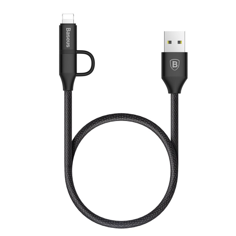 Кабель Baseus Yiven 2-in-1 Cable (Micro/Lightning) 1m Black