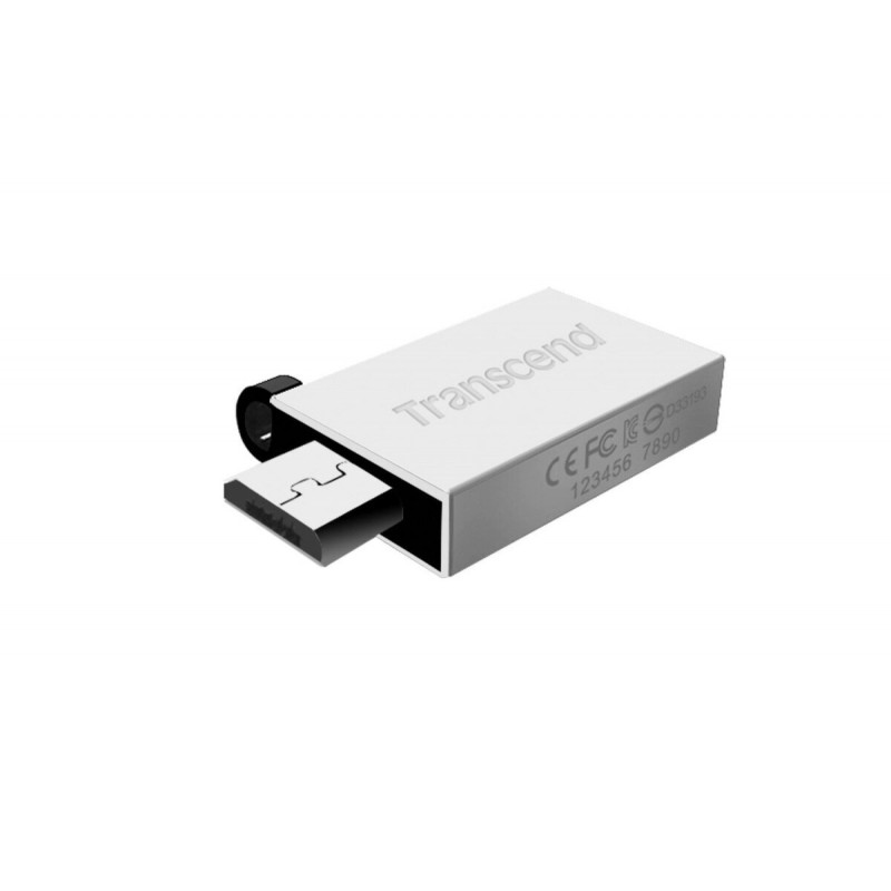 Flash Transcend USB 2.0 JetFlash 380 microUSB OTG 64Gb Silver