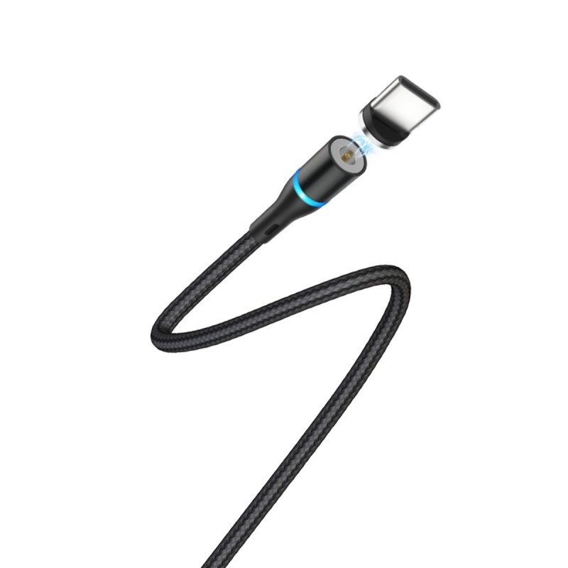 Кабель BOROFONE BU16 Skill magnetic Type-C 1.2m, nylon braid, aluminum alloy connector Black