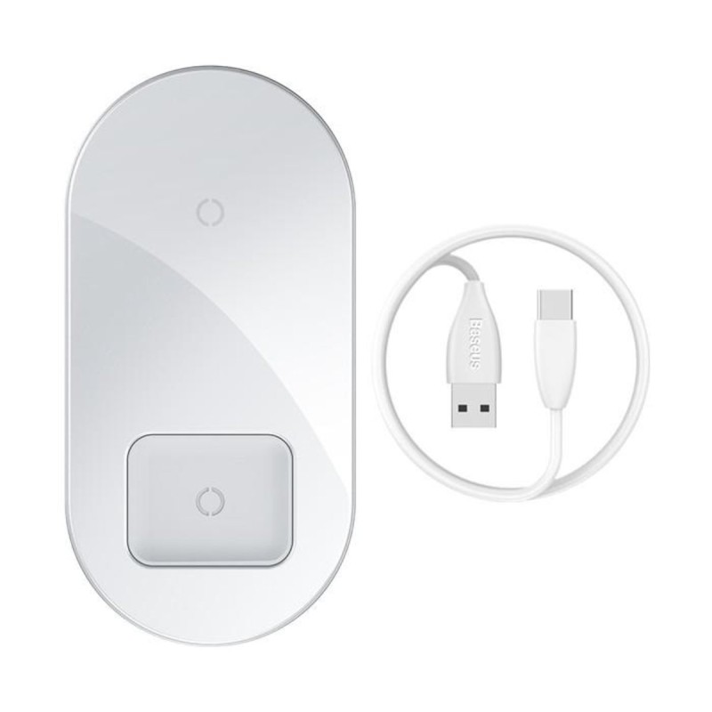 БЗП Baseus Simple 2in1 Wireless Charger 18W Max For Phones+Pods White